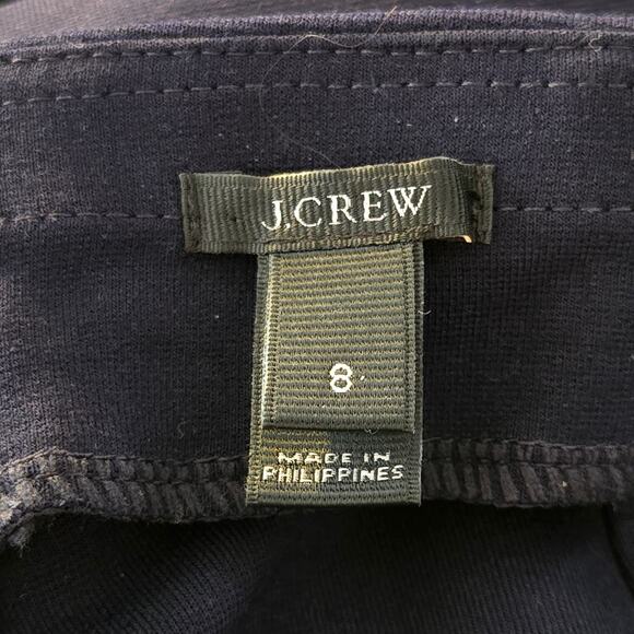 J Crew Womens NWOT Pants Size 8 Leather Trim Dark Navy Skinny Leg - Picture 3 of 7